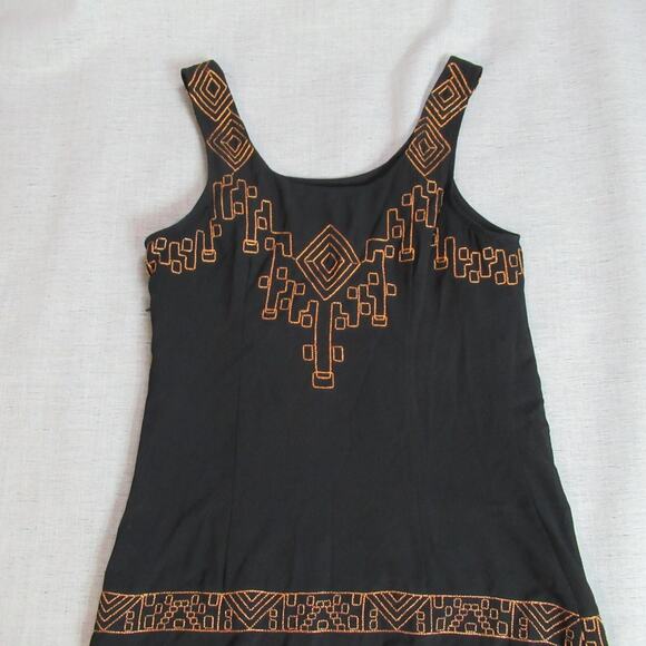 Sugarlips Dress Womens XS Black Embroidered Aztec Tribal Sleeveless Shift Preppy - Picture 7 of 14